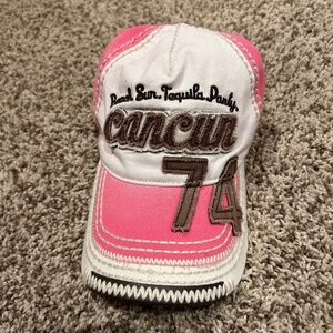 Pier 27 Cancun Trucker Hat Pink White Leather Strap